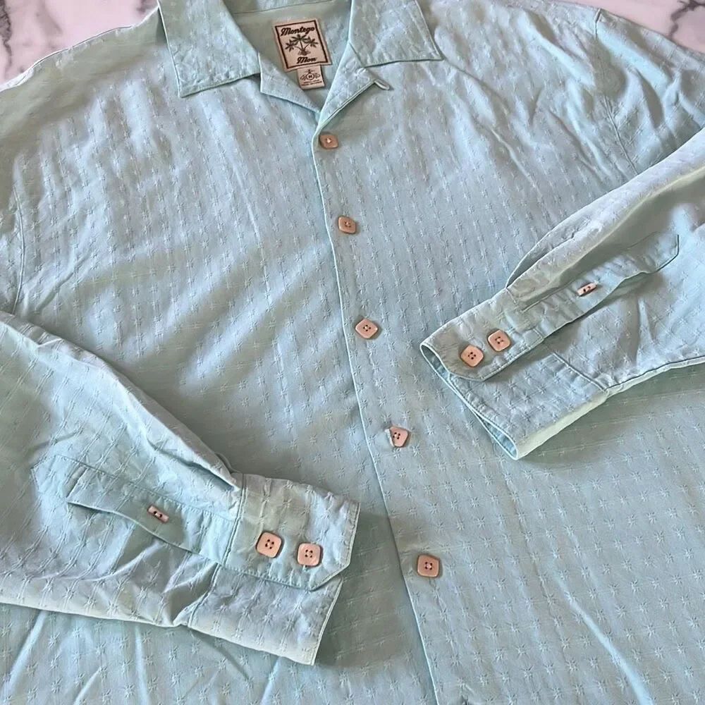 Montego Mon Silk Long Sleeve Resort Shirt Mens M